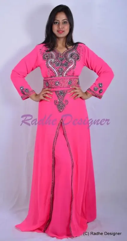 Picture of White Georgette Kaftan Dress for Women - Look 10652