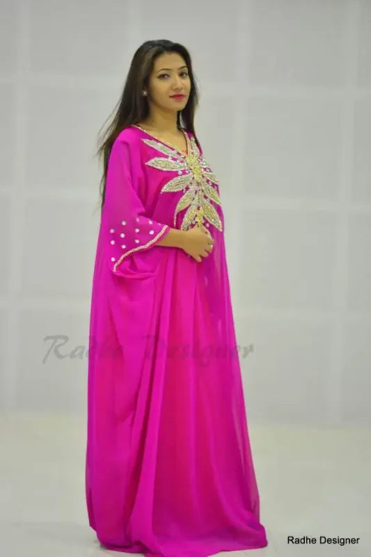 Picture of Radhe Designer White Georgette Kaftan Dress for Women - Y597