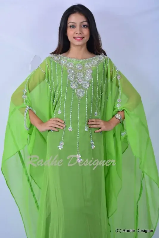 Picture of Radhe Designer White Georgette Kaftan Dress for Women - Y886