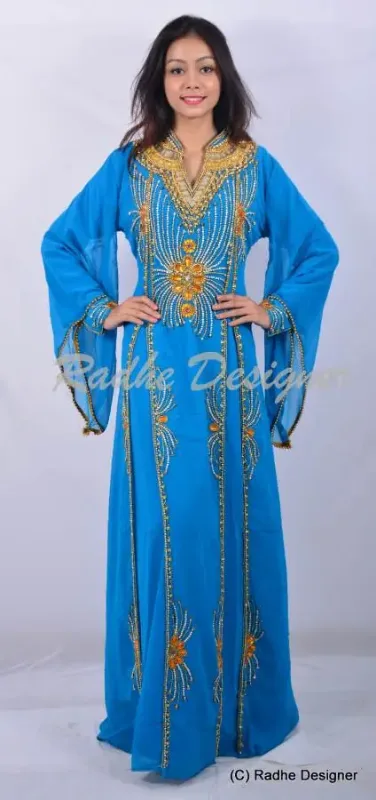 Picture of Radhe Designer White Georgette Kaftan Dress for Women - Y739