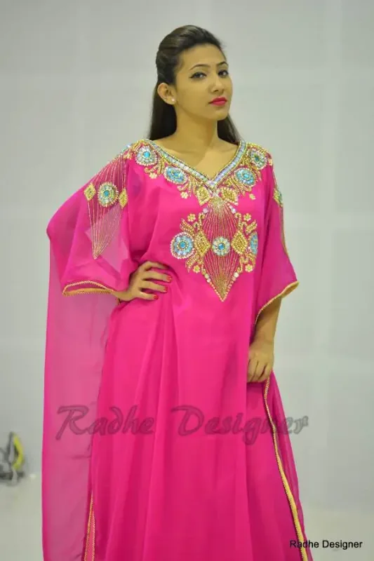 Picture of Radhe Designer Multicolor Georgette Kaftan Dress for Women - Y523