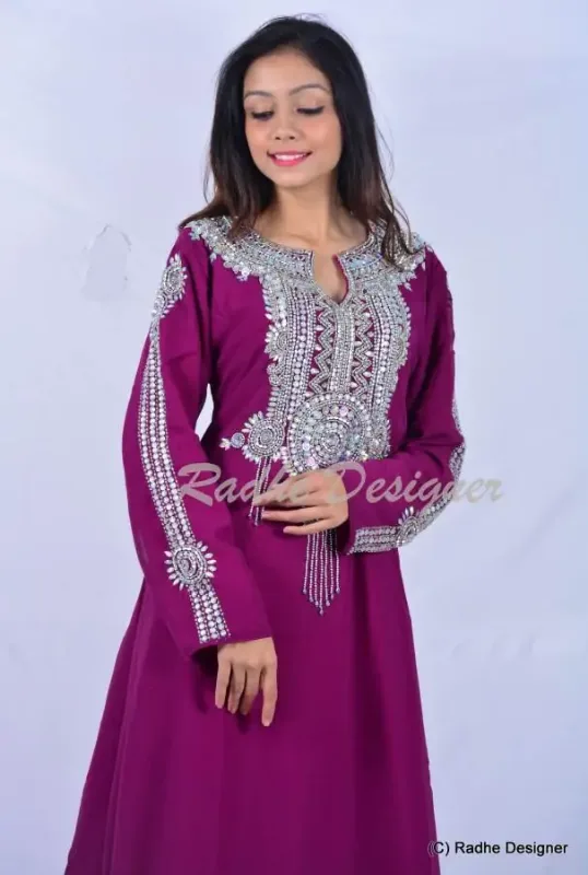 Picture of Radhe Designer White Georgette Kaftan Dress for Women - Y1096