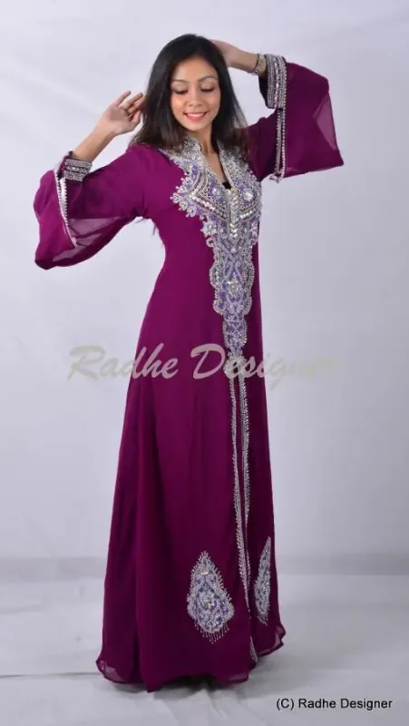 Picture of Radhe Designer White Georgette Kaftan Dress for Women - Y1079