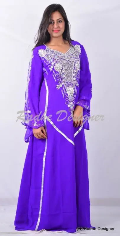Picture of Radhe Designer Purple Georgette Kaftan Dress for Women - Y1061