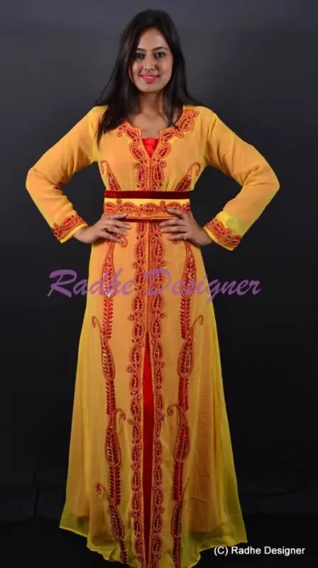 Picture of Radhe Designer Multicolor Georgette Kaftan Dress for Women - Y9