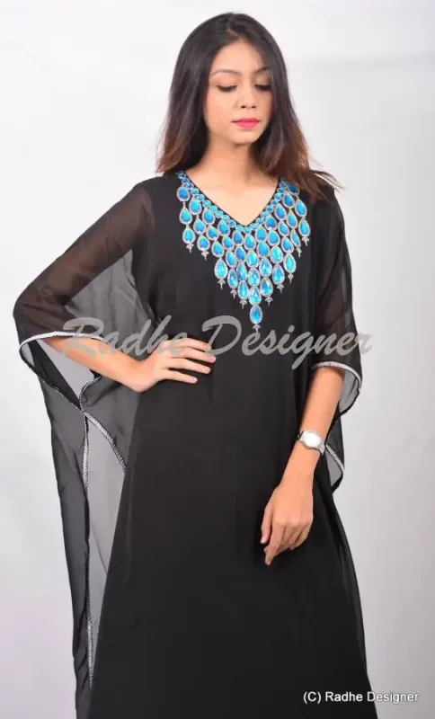 Picture of Radhe Designer Multicolor Georgette Kaftan Dress for Women - Y216