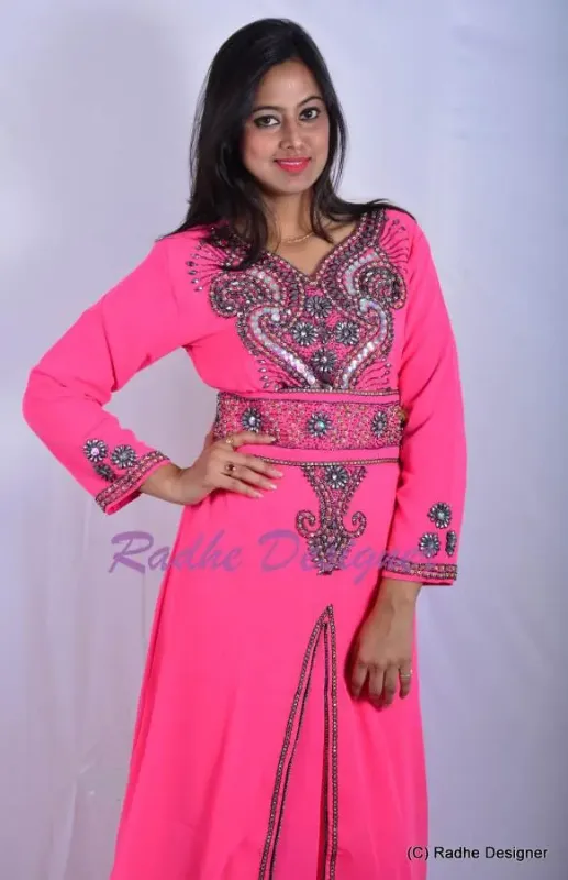 Picture of Purple Georgette Kaftan Dress for Women - Look 10725