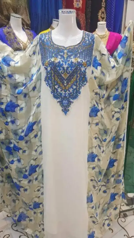 Picture of Radhe Designer White Georgette Kaftan Dress for Women - F1899