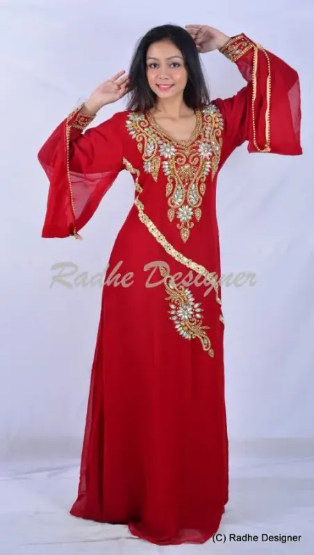 Picture of Radhe Designer Yellow Georgette Kaftan Dress for Women - Y1105