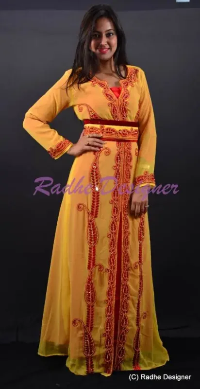 Picture of Radhe Designer White Georgette Kaftan Dress for Women - Y8