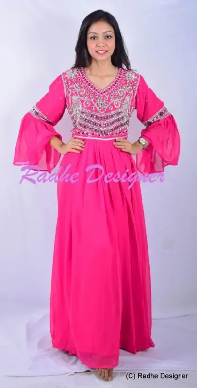 Picture of Pink Georgette Kaftan Dress for Women - Look 10741