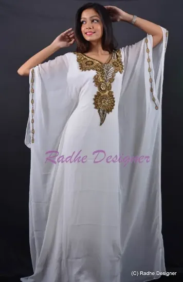 Picture of royal tomato colour modern hand made luxe kaftan abaya 