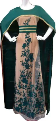 Picture of royal tomato colour modern hand made luxe kaftan abaya,