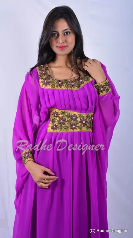 Picture of Radhe Designer Purple Georgette Kaftan Dress for Women - Y721