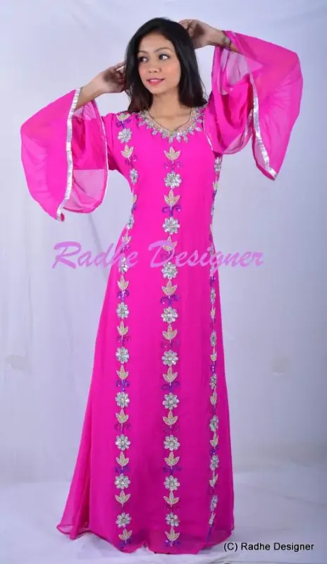 Picture of Radhe Designer Multicolor Georgette Kaftan Dress for Women - Y235
