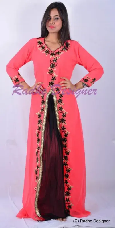 Picture of Radhe Designer White Georgette Kaftan Dress for Women - Y121