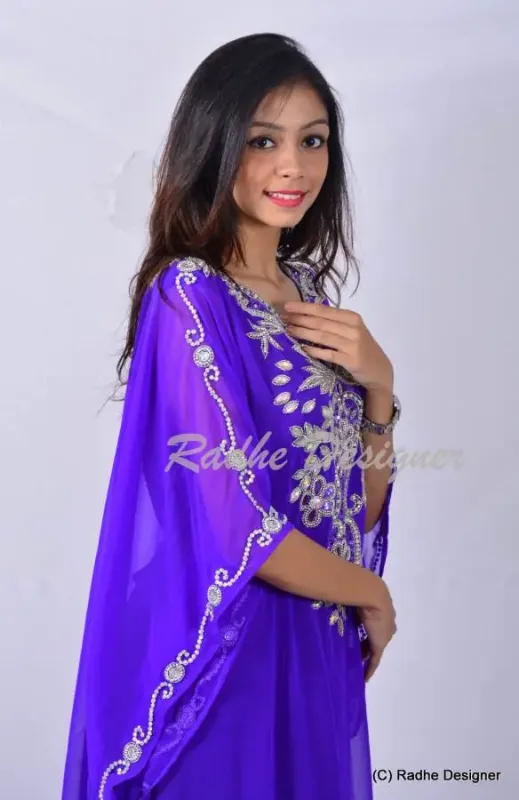 Picture of Radhe Designer Yellow Georgette Kaftan Dress for Women - Y952