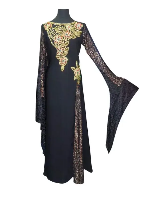 Picture of Black Georgette Kaftan Dress for Women - Look 10766