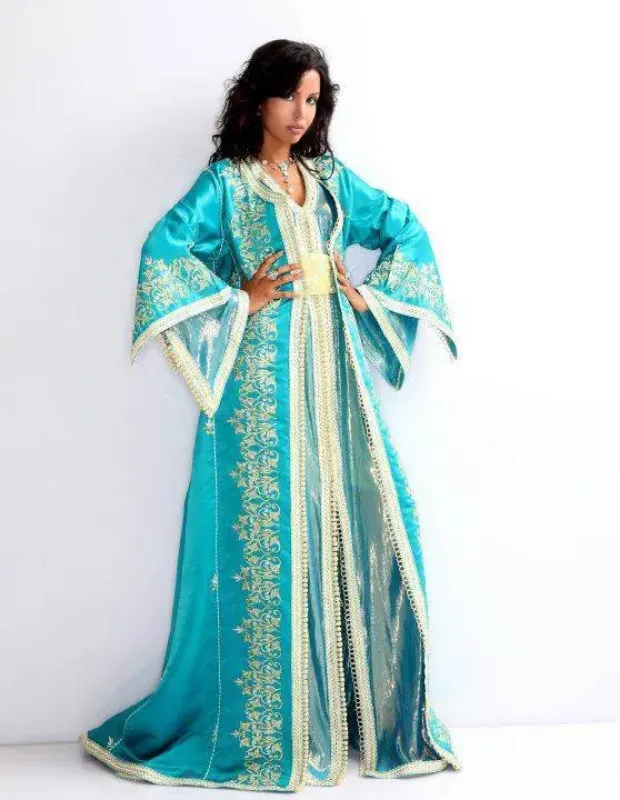 Picture of Radhe Designer White Silk Kaftan Dress for Women - F10190