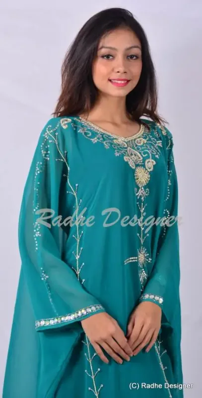 Picture of Radhe Designer Multicolor Georgette Kaftan Dress for Women - Y897