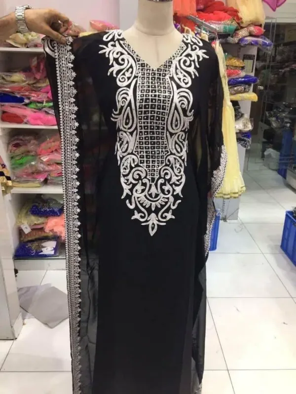 Picture of Radhe Designer Black Georgette Kaftan Dress for Women - F1953