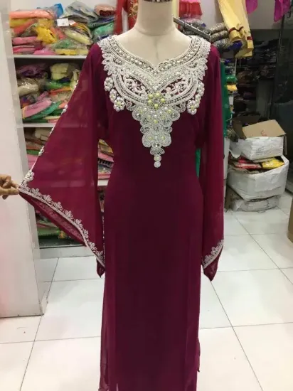 Picture of simple hand made embroidered maxi dress abaya perfect ,