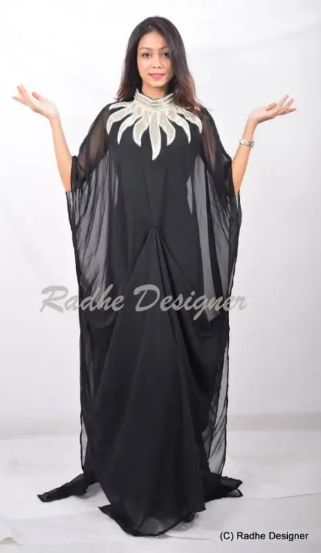 Picture of Radhe Designer White Georgette Kaftan Dress for Women - Y291