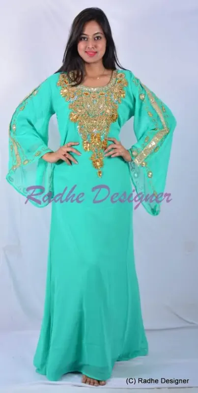 Picture of Radhe Designer White Georgette Kaftan Dress for Women - Y875