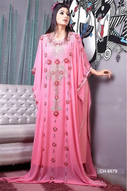 Picture of Radhe Designer White Georgette Kaftan Dress for Women - F6467