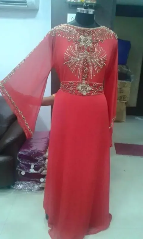 Picture of Black Georgette Kaftan Dress for Women - Look 10860