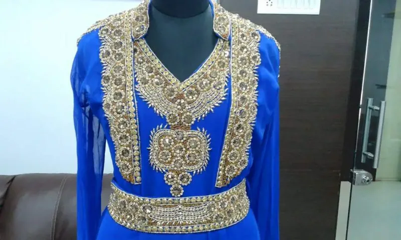 Picture of Blue Georgette Kaftan Dress for Women - Look 10879
