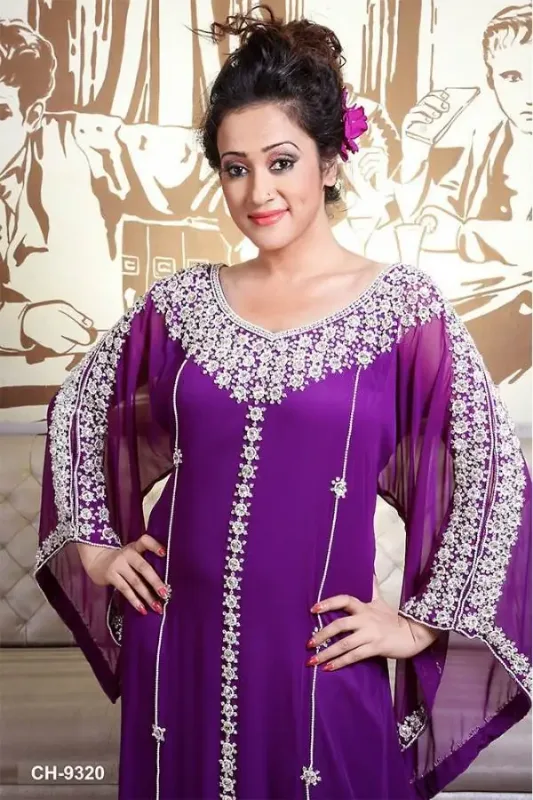 Picture of Radhe Designer Black Georgette Kaftan Dress for Women - F6093