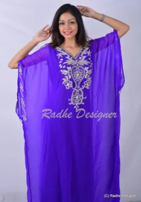 Picture of sky blue wedding gown kaftan georgette farasha fancy ar