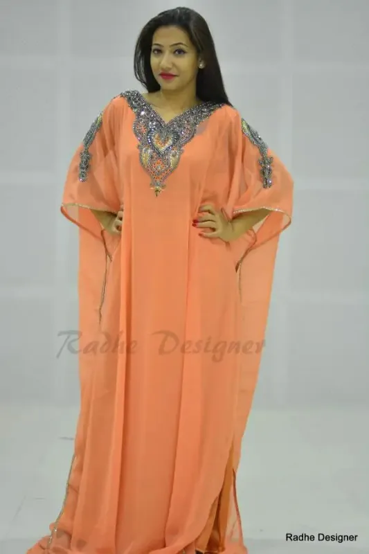 Picture of Black Georgette Kaftan Dress for Women - Look 10962