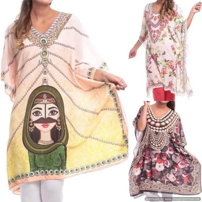 Picture of Radhe Designer Multicolor Georgette Kaftan Dress for Women - F2074