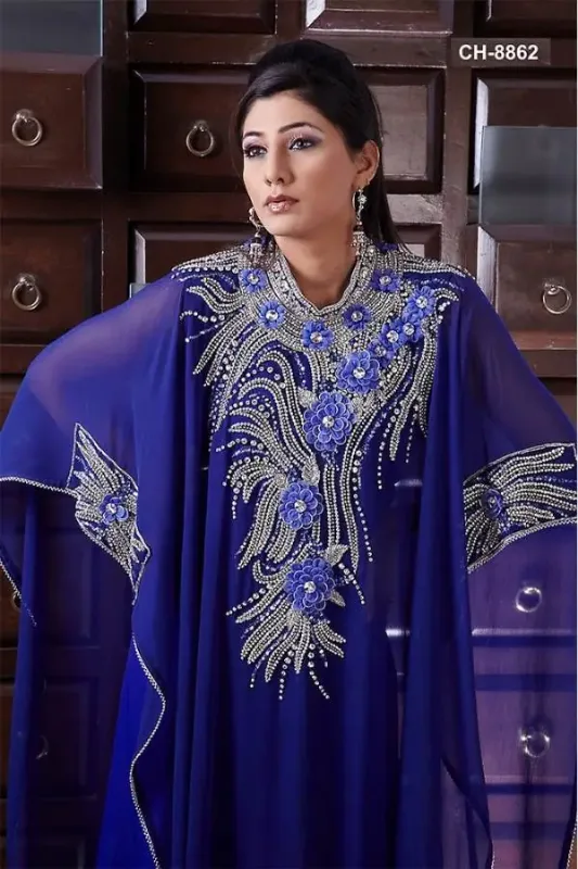 Picture of Radhe Designer White Georgette Kaftan Dress for Women - F6181