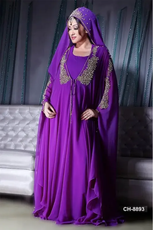 Picture of White Cotton Kaftan Dress for Women - Look 11114