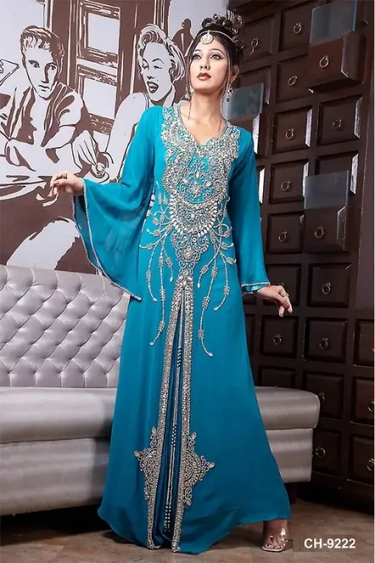 Picture of Radhe Designer Multicolor Georgette Kaftan Dress for Women - F6218