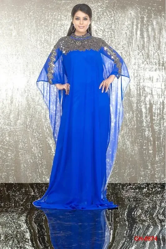 Picture of Purple Georgette Kaftan Dress for Women - Look 11148
