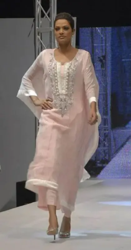 Picture of Radhe Designer White Georgette Kaftan Dress for Women - F10292
