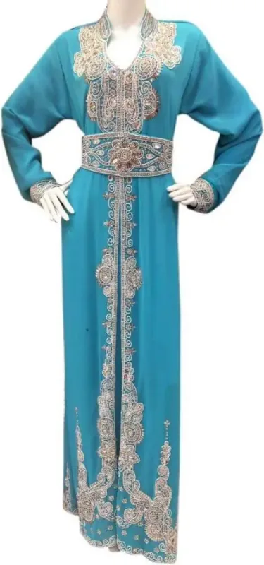 Picture of Radhe Designer White Georgette Kaftan Dress for Women - F1922