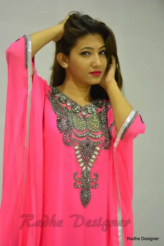 Picture of Radhe Designer Black Georgette Kaftan Dress for Women - Y515