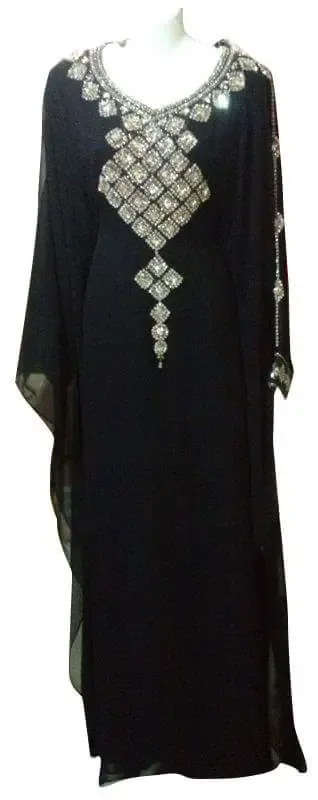 Picture of Black Georgette Kaftan Dress for Women - Look 11268