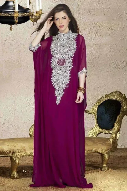 Picture of Radhe Designer White Georgette Kaftan Dress for Women - F6158