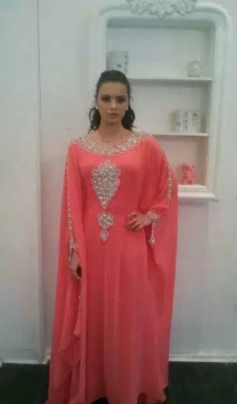 Picture of Radhe Designer White Georgette Kaftan Dress for Women - F8284