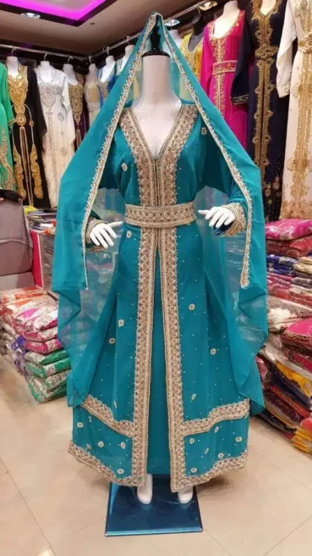 Picture of Black Georgette Kaftan Dress for Women - Look 11291