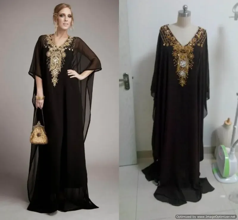 Picture of Radhe Designer Black Georgette Kaftan Dress for Women - F10470