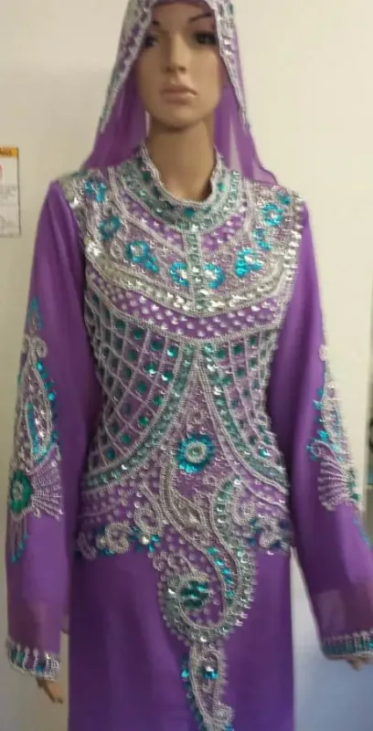 Picture of Purple Georgette Kaftan Dress for Women - Look 11316