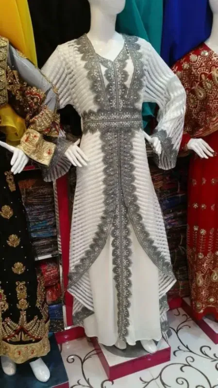 Picture of Radhe Designer White Georgette Kaftan Dress for Women - F5167