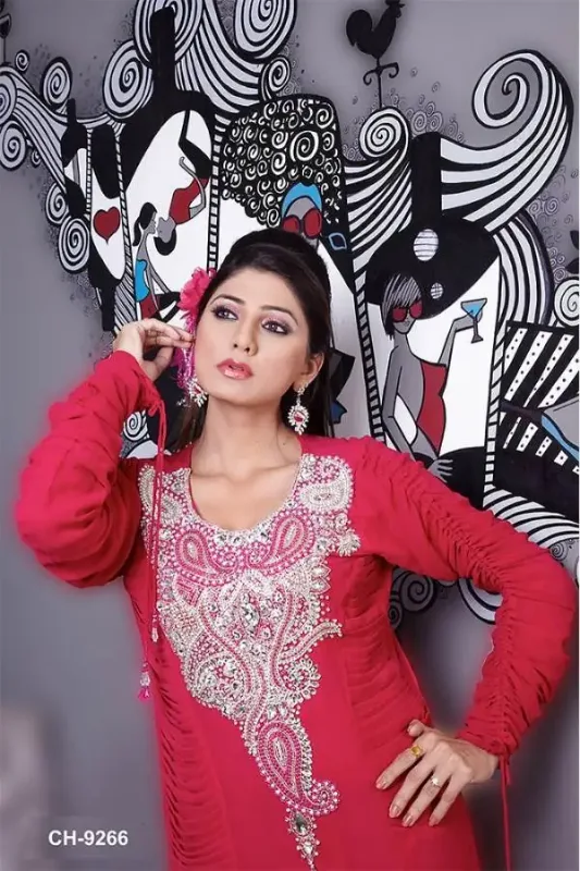 Picture of Radhe Designer White Georgette Kaftan Dress for Women - F6130